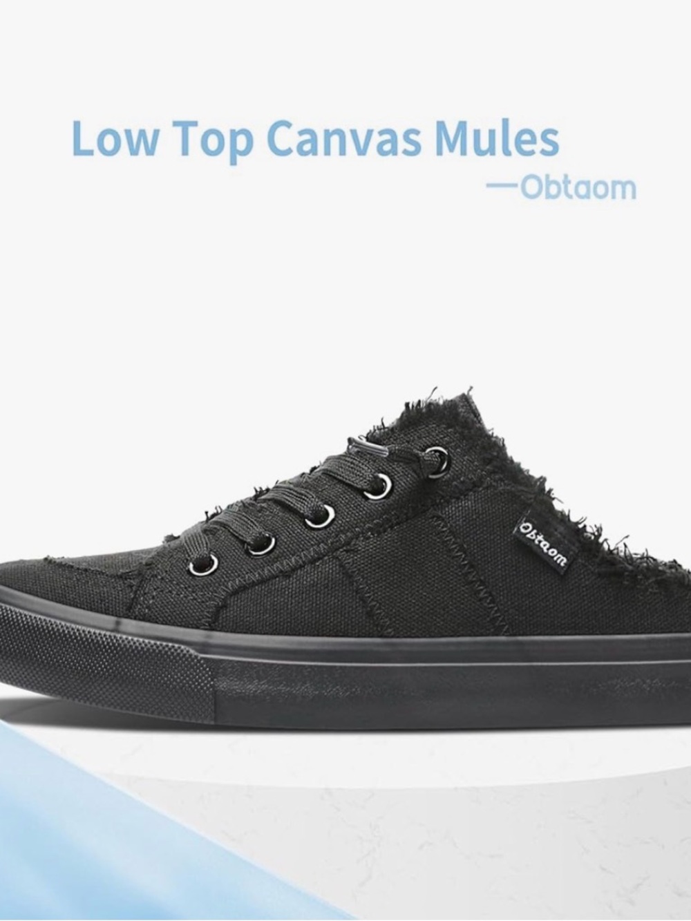Obtaom Canvas Mules Sneakers Comfortable Slip-On Backless Shoes 10 NWOT black - Picture 3 of 7